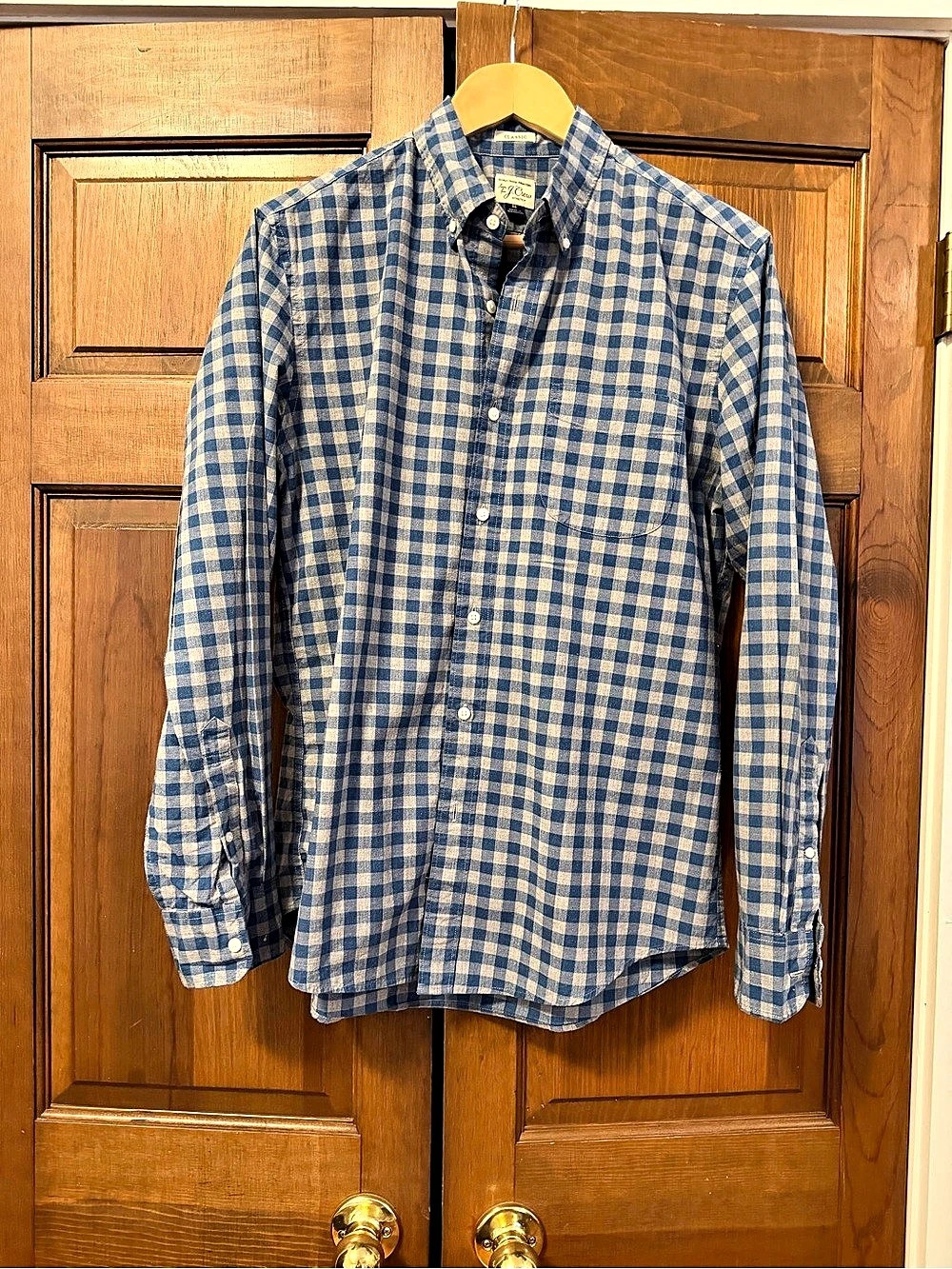 J.Crew Secret Wash Shirt in Blue Gingham Stretch Gingham Button Down Shirt Blue